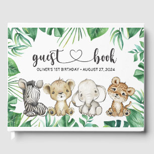 Safari Wild Animals Birthday Guest Book Gästebuch