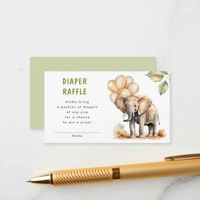 Safari Wild Baby Animal Diaper Raffle Baby Dusche Begleitkarte (Vorderseite/Rückseite Beispiel)
