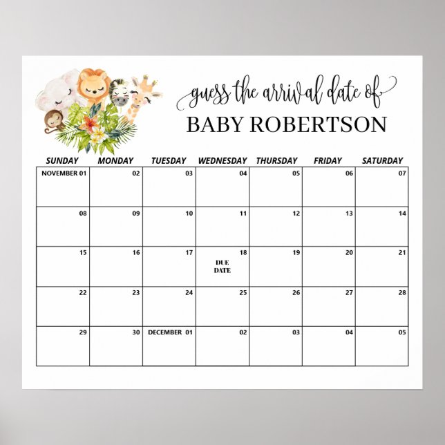 Safari Wild Baby Showraten Terminkalender Poster (Vorne)