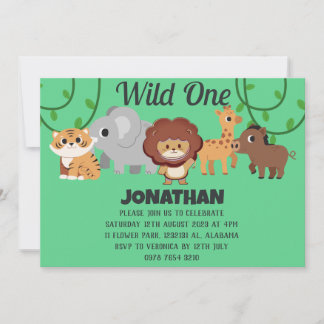 Safari Wild ein einfaches Niedliches First Geburts Einladung