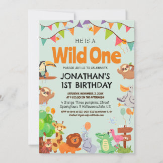 Safari Wild ein einfaches Niedliches First Geburts Einladung