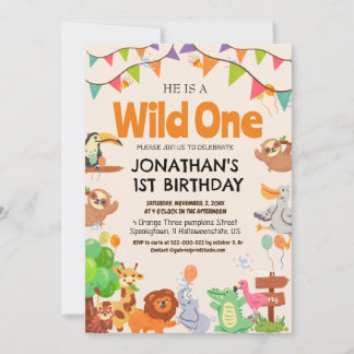 Safari Wild ein einfaches Niedliches First Geburts Einladung