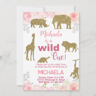 Safari Wild Ein Mädchen Einladung zum 1. Geburtsta