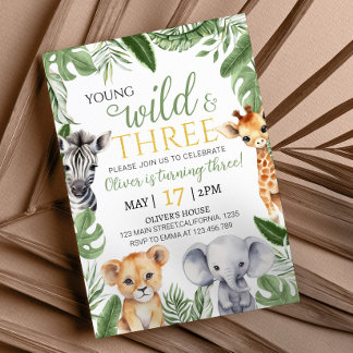 Safari Wild Einladung zum ersten Geburtstag