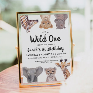 Safari Wild One 1. Geburtstag Junge Einladung