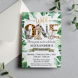 Safari Wild One 1. Geburtstag Party Einladung