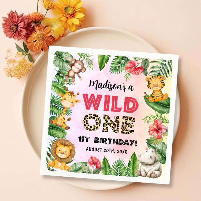 Safari Wild One 1. Geburtstag Serviette (Von Creator hochgeladen)