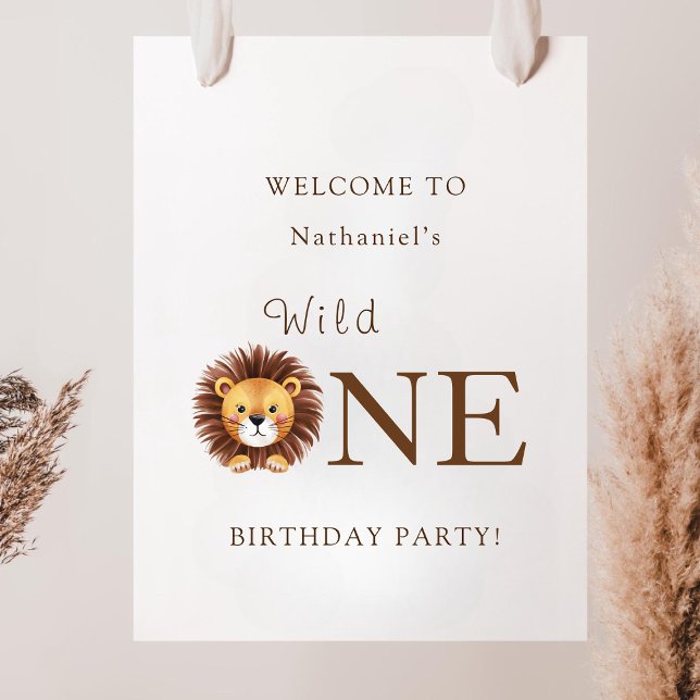 Safari Wild One 1. Geburtstag Willkommensschild  Poster (Von Creator hochgeladen)