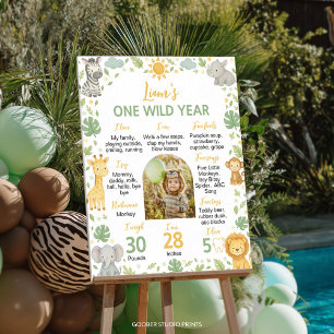 Safari Wild One 1. Geburtstags-Foto-Meilenstein-Sc Poster