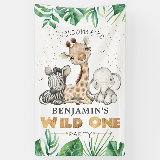 Safari Wild One 1. Geburtstagsbanner Banner (Vertikal)