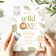 Safari Wild One 1. Geburtstagseinladung