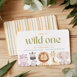 Safari Wild One 1. Geburtstagseinladung Einladung