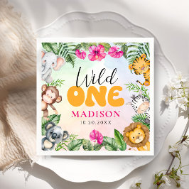 Safari Wild One 1. Girl Geburtstag Serviette
