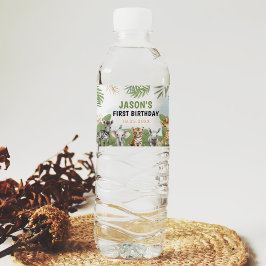 Safari Wild One 1. Junge Geburtstag Wasserflaschenetikett