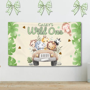Safari Wild One 1 Wasserfarbe 1. Geburtstag Banner