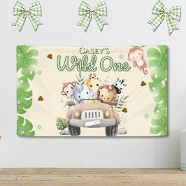 Safari Wild One 1 Watercolor 1st Birthday  Banner