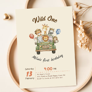 Safari Wild One 1er Geburtstag Einladung