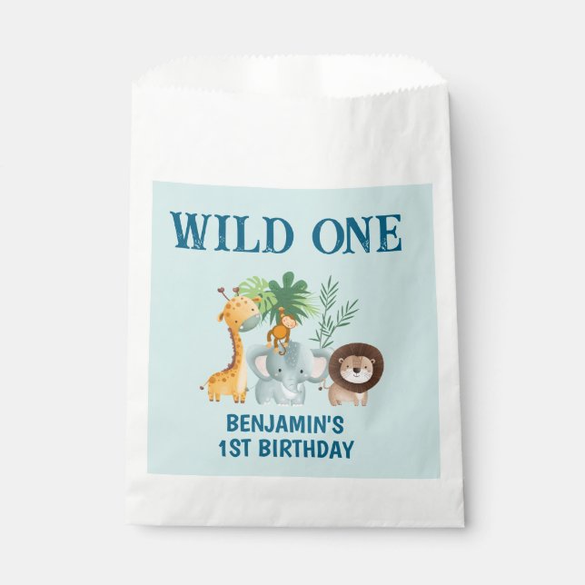 Safari Wild One 1st Birthday Party  Geschenktütchen (Vorderseite)