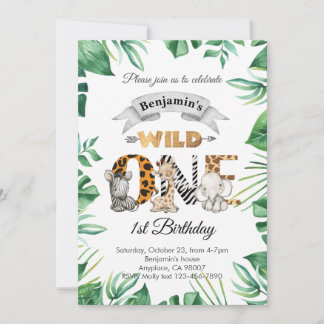 Safari Wild One 1st Birthday Party Invitation Einladung