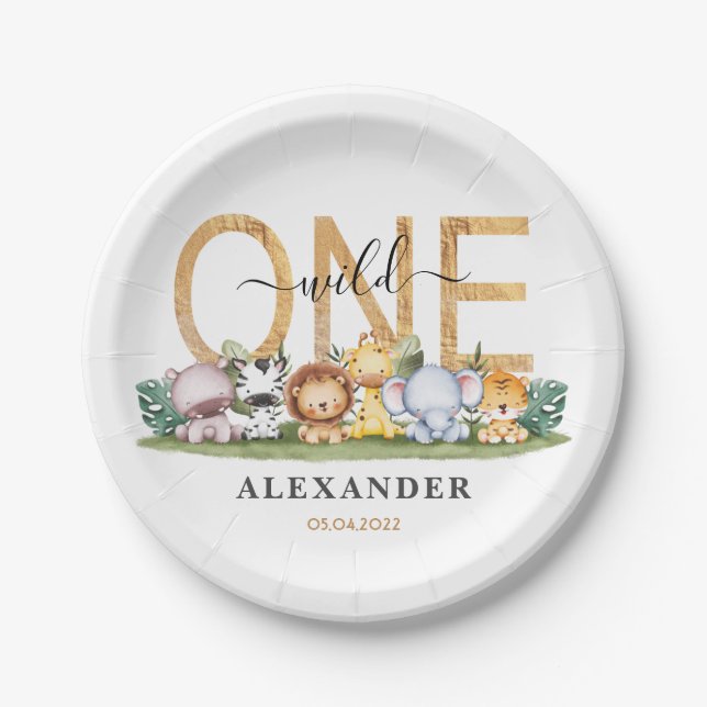 Safari Wild One Birthday Paper Tellers Pappteller (Vorderseite)