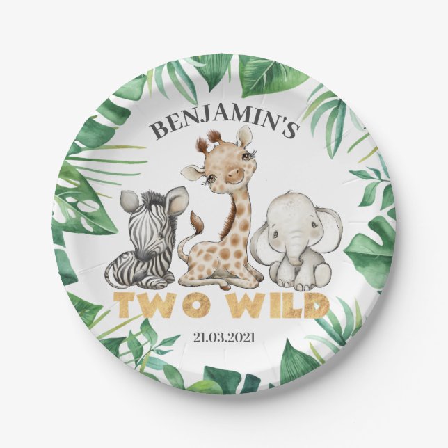 Safari Wild One Birthday Party Paper Plate Pappteller (Vorderseite)