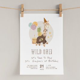Safari Wild One Boy 1. Geburtstag Einladung