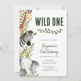 Safari Wild One Boy Einladung zum ersten Geburtsta