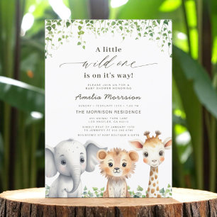Safari Wild One Boys Animals Baby Shower Einladung