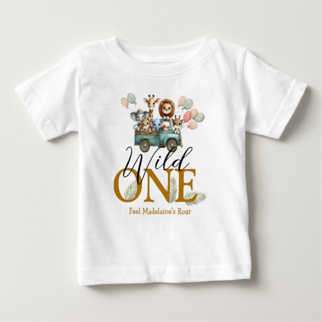 Safari Wild One erster Geburtstag Baby T-shirt (Vorderseite)