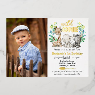 Safari Wild One Foto Real Gold Folieneinladung