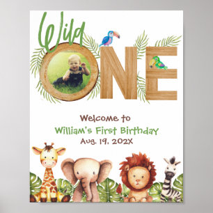 Safari Wild One Foto Wood Erster Geburtstag Willko Poster