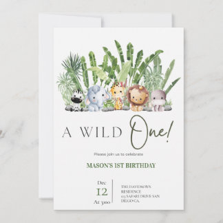 Safari Wild One Geburtstag Einladung