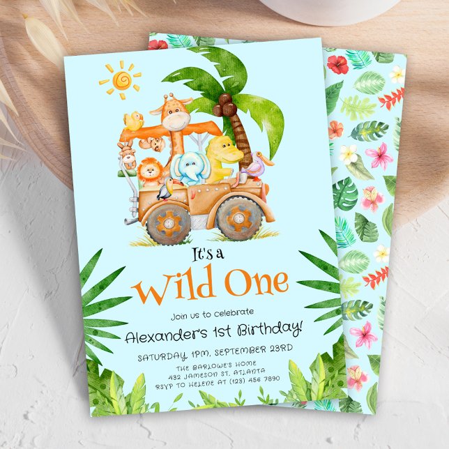 Safari Wild One Geburtstag Einladung (Safari Wild One Birthday Invitation)