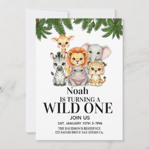 Safari Wild One Geburtstag Einladung
