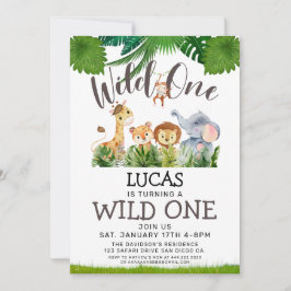Safari Wild One Geburtstag Einladung