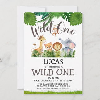 Safari Wild One Geburtstag Einladung