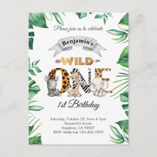 Safari Wild One Geburtstagseinladung Postkarte