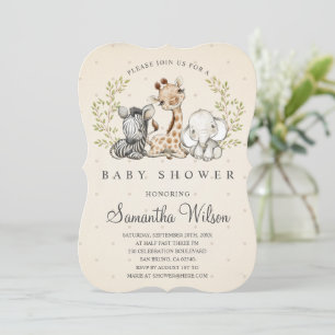 Safari Wild One Gungle Animals Baby Dusche Einladung