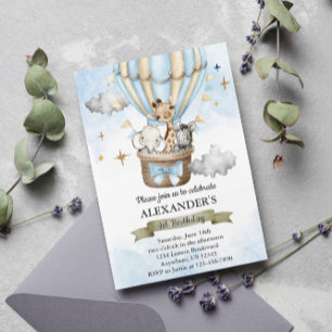Safari Wild One Hot Air Ballon Geburtstagsparty Einladung