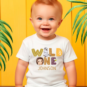 Safari Wild One Tier Dschungel Foto 1. Geburtstag Baby T-shirt