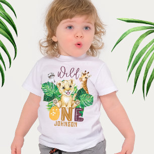 Safari Wild One Tier Dschungel Foto 1. Geburtstag Baby T-shirt