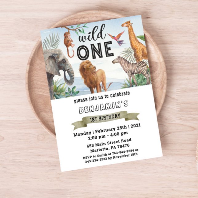 Safari Wild One Twins Birthday Party Invitation Einladung (Von Creator hochgeladen)