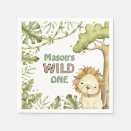 Safari Wild One Watercolor 1. Geburtstag Serviette