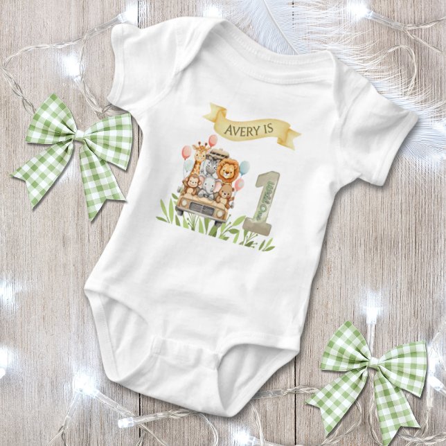 Safari Wild One Watercolor 1st Birthday Baby Strampler (Von Creator hochgeladen)