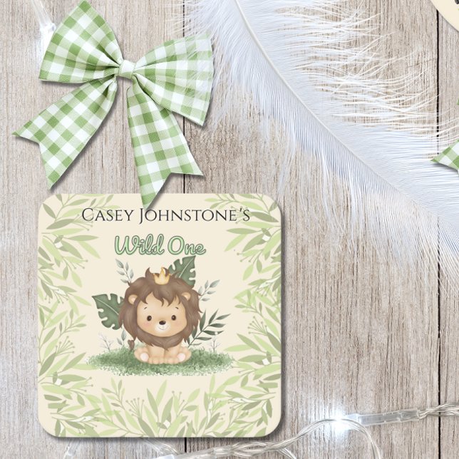 Safari Wild One Watercolor 1st Birthday Rechteckiger Pappuntersetzer (Von Creator hochgeladen)