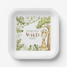 Safari Wild One Watercolor Geburtstag Pappteller