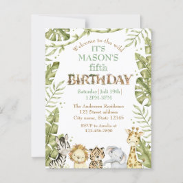 Safari Wild One Watercolor Geburtstag Postkarte