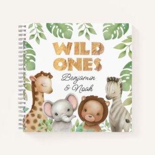 Safari Wild Ones Twins Guest Book Spiral Notebook Notizbuch