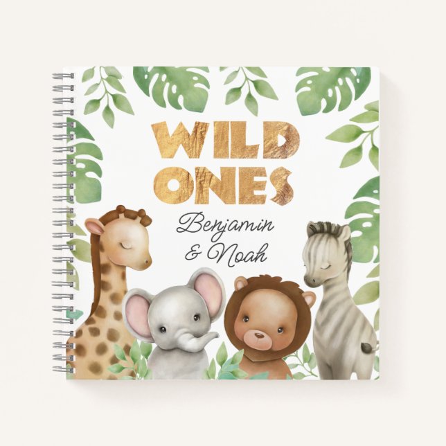 Safari Wild Ones Twins Guest Book Spiral Notebook Notizbuch (Vorderseite)