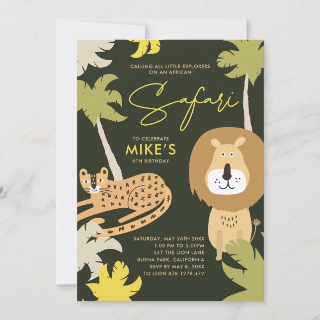Safari Wild Party Einladung (Vorderseite)